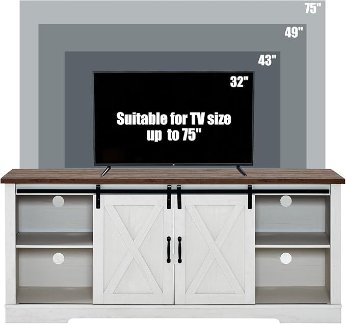 AMERLIFE 4-Piece Farmhouse Table Set Includes Sliding Barn Door TV Stand - Image 7