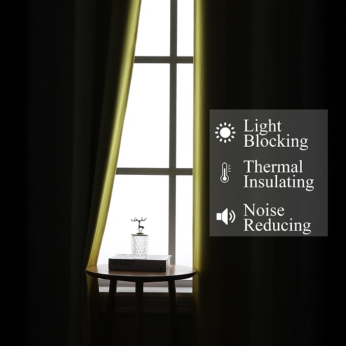 Estelar Textiler Yellow and Black Ombre Blackout Curtains - Image 3