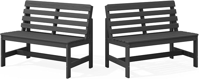 SERWALL Outdoor Bench, All Weather HDPE Outdoor Benches, 2-Person Armless Porch by SERWALL