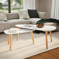 2 Scandinavian-Style Coffee Table & Set White Solid Pinewood by THOYTOUI