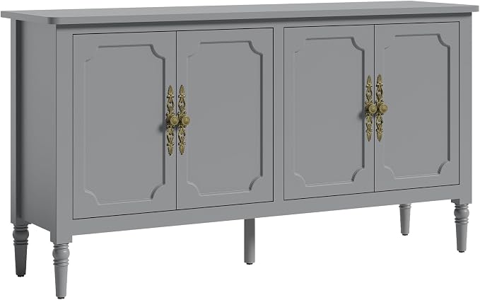 FansaFurn Sideboard with 4 Doors, Mid-Century Console Table with Adjustable - Image 8