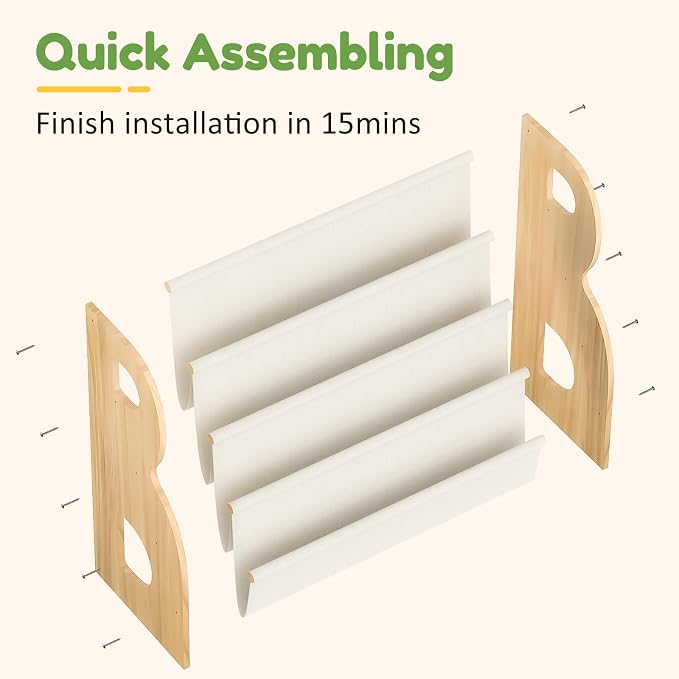 XiaZ Child Book Shelf Wooden Montessori Toddler Bookshelf Solid Pine B-Frame - Image 7