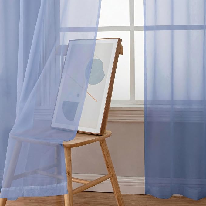 Simplebrand Denim Short Sheer Curtains 45 Inch Length - Image 3