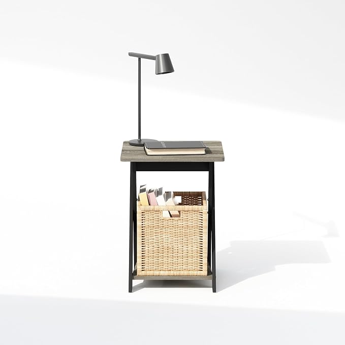 Furinno TIDUR Night Stand, Open Shelf Design X-Legs Nightstand, Criss-Crossed - Image 4