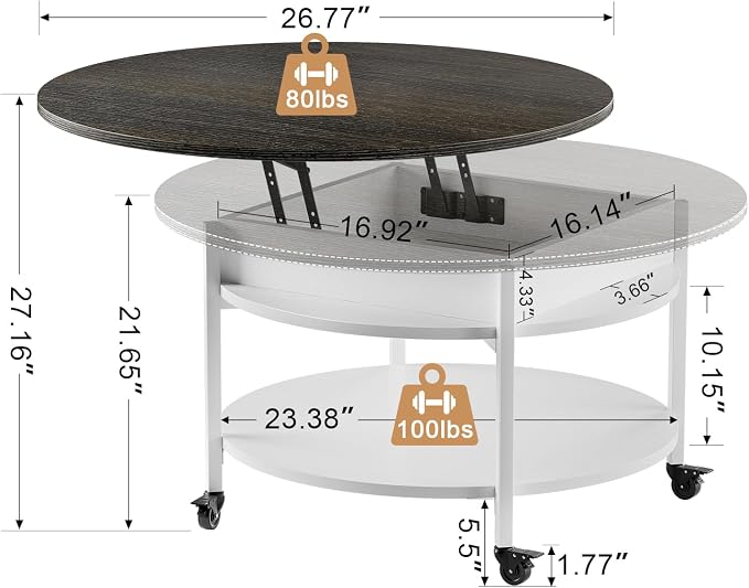 FABATO Round Lift Top Coffee Table - Image 3
