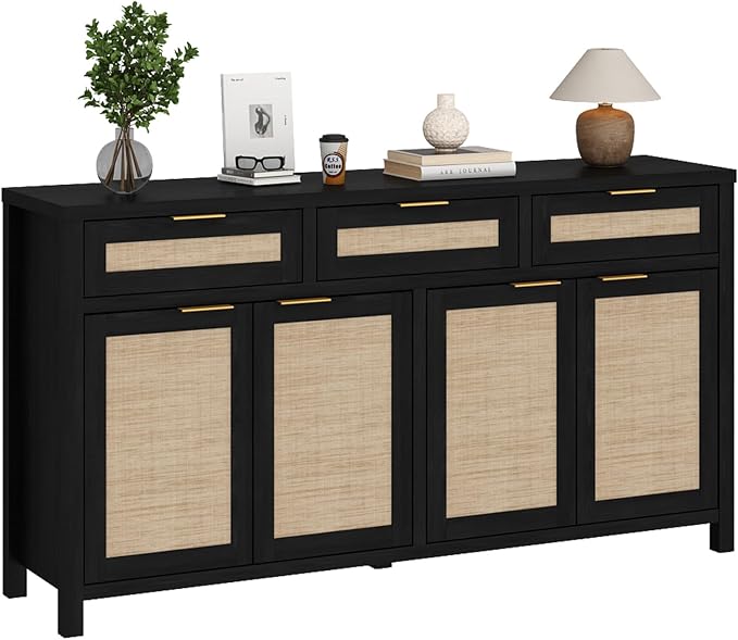 HOKYHOKY Rattan Sideboard Buffet Cabinet, Boho Storage Cabinet by HOKYHOKY