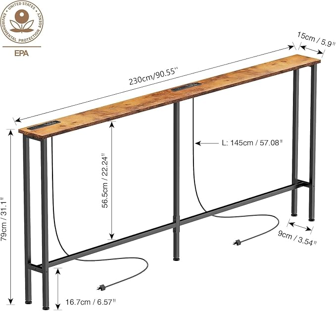 Keelian 90" Narrow Sofa Table - Image 2