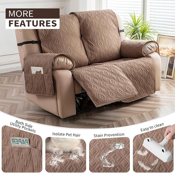 Genina Waterproof Loveseat Recliner Cover Non-Slip, Sofa Cover - Image 4