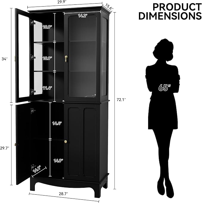 ARTPOWER 72" Freestanding Kitchen Pantry Storage Sideboard, Classical Tall - Image 2