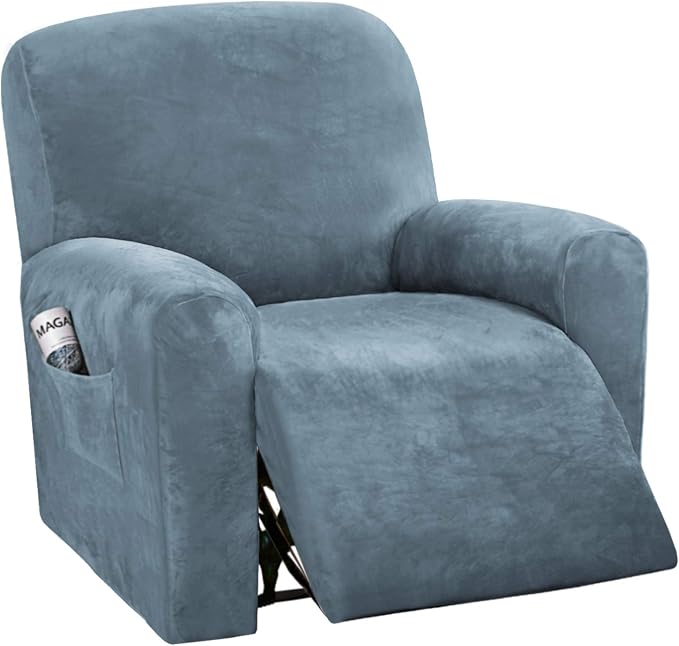 H.VERSAILTEX Velvet Stretch Recliner Couch Covers 4-Pieces Style Recliner Chair by HVERSAILTEX