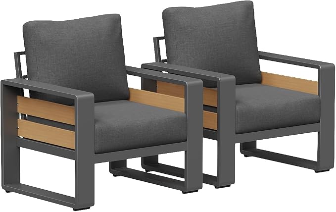 Aoxun Aluminum Outdoor Patio Furniture Set, 2 Seats Metal Sectional Patio by Aoxun