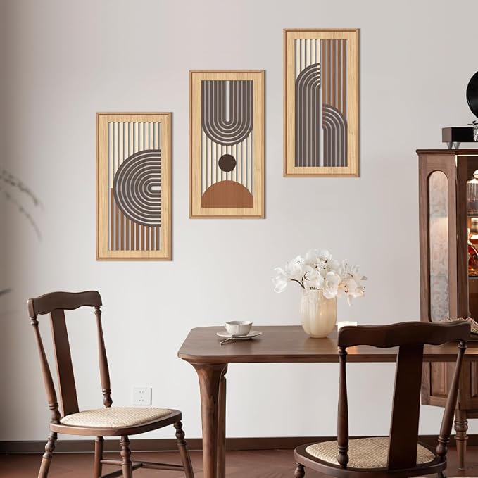 IARTTOP Mid-century Modern Boho Wooden Wall Art Framed 8x16 Inch Orange - Image 6