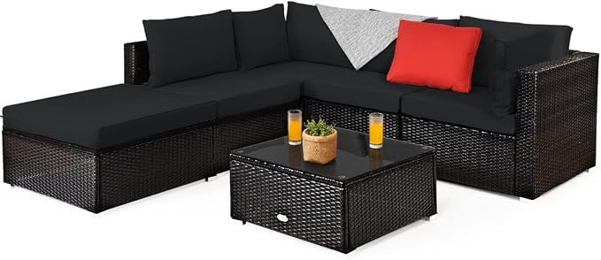 Tangkula 6 Piece Patio Furniture Set, Outdoor Deck Lawn Backyard Durable Steel by TANGKULA