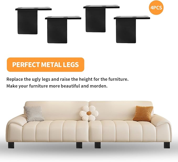 4Pcs 2Inch Metal Furniture Legs, Square Metal Cabinet Support Foot - Image 5