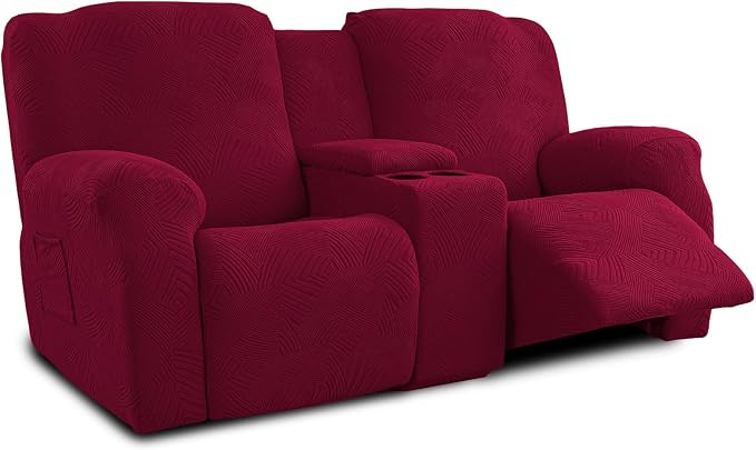 Recliner Loveseat Covers with Console, 6-Piece Stretch Geometric Strokes by Unknown