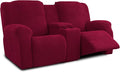 Recliner Loveseat Covers with Console, 6-Piece Stretch Geometric Strokes by Unknown