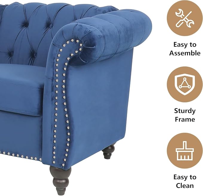 QHITTY 2 Piece Living Room Sofa Set, Sectional Chesterfield Sofa Chair - Image 5
