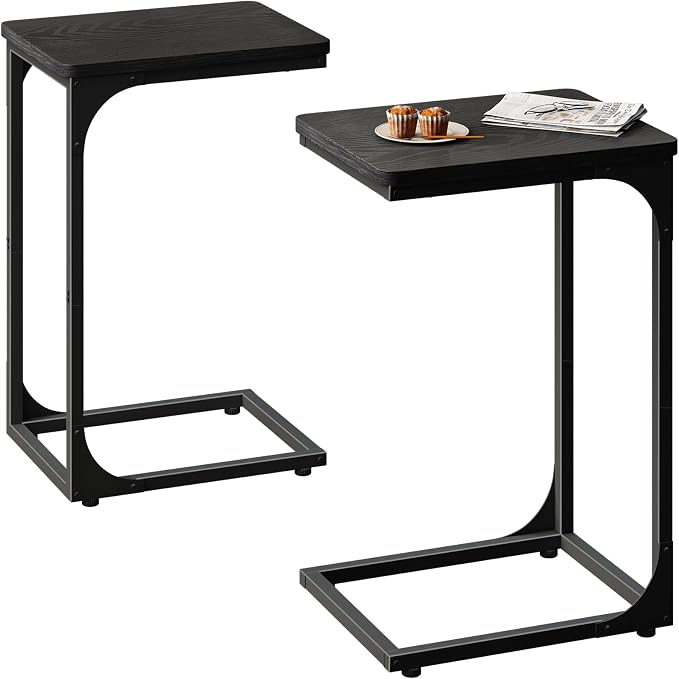 QEEIG C Table Side Table Set of 2 Living Room Sets C Shaped Couch Tray End by QEEIG