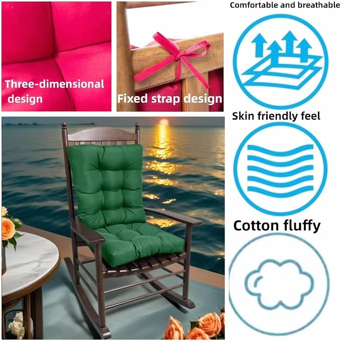 Chair Cushion Set for Rocking Chair, Rocking Chair Cushion, Overstuffed Seat - Image 6