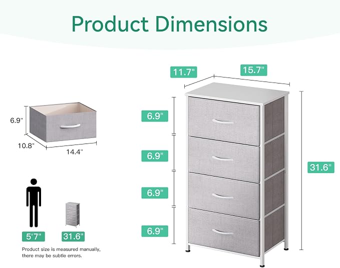 AODK Dresser for Bedroom with 4 Storage Drawers, Small Dressers Chest of - Image 3