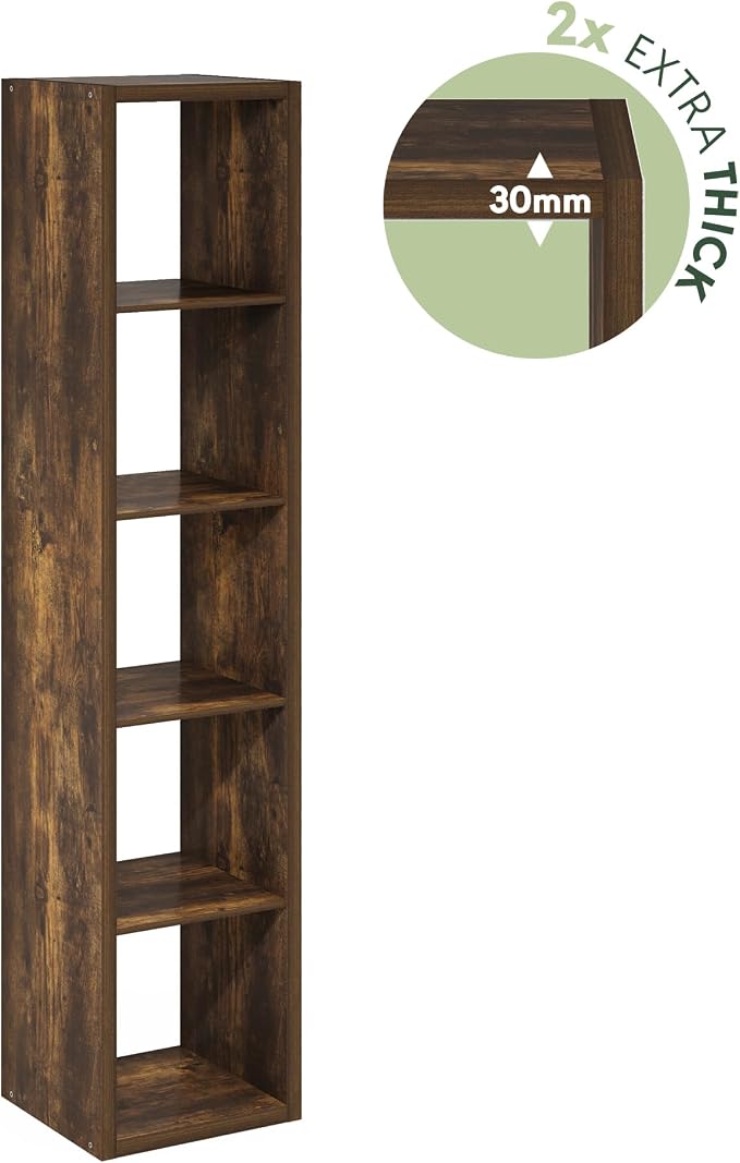 Furinno Cubicle Book Shelf, Vertical 5-Cube Bookshelf, Extra Thick Horizontally - Image 8