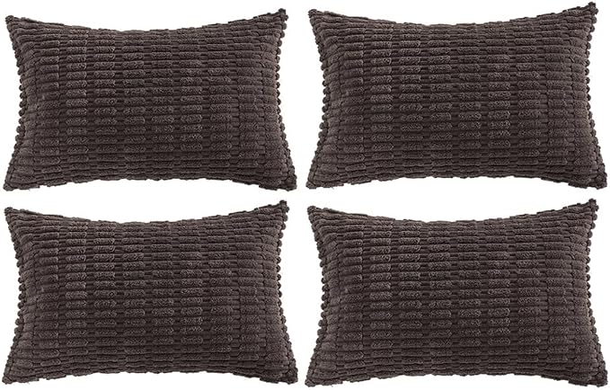 Fancy Homi 4 Packs Boho Dark Brown Decorative Throw Pillow Covers 14x24 Inch by Fancy+Homi