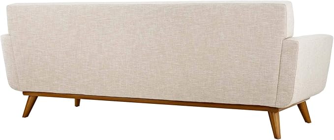 Modway Engage Mid-Century Modern Upholstered Fabric Sofa in Beige - Image 5