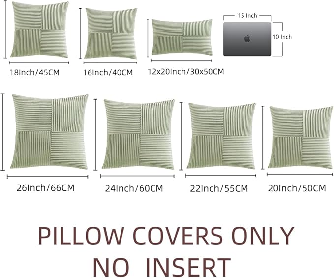 Fancy Homi 2 Packs Sage Green Euro Decorative Throw Pillow Covers 28x28 Inch - Image 7