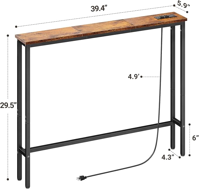 ELYKEN 5.9" Narrow Console Sofa Table - Image 3
