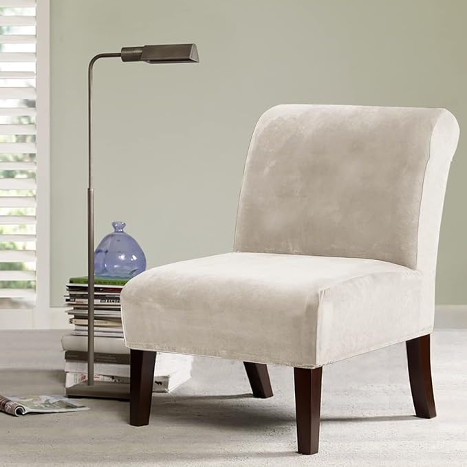 H.VERSAILTEX Armless Accent Chair Covers Thick Velvet Armless Chair Slipcovers - Image 2