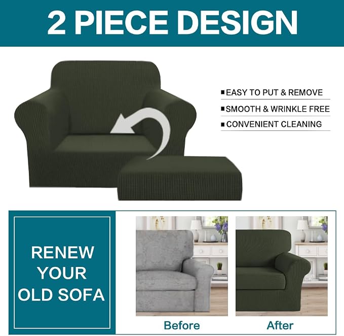Turquoize 2 Piece Chair Covers Armchair Slipcovers - Image 4