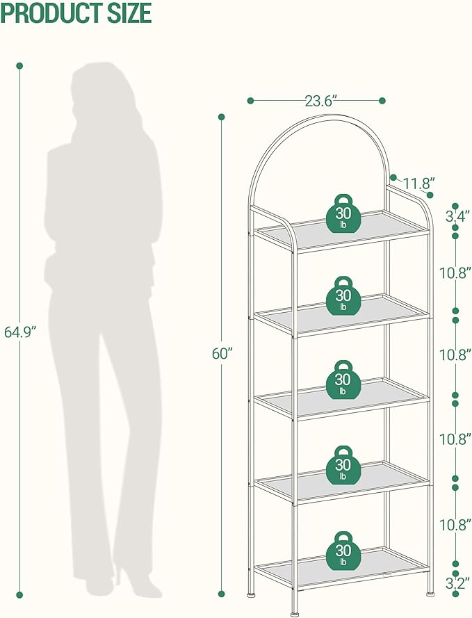 Hzuaneri Bookcase Bookshelf, Tempered Glass Bookshelves, Slim Shelving Unit - Image 3