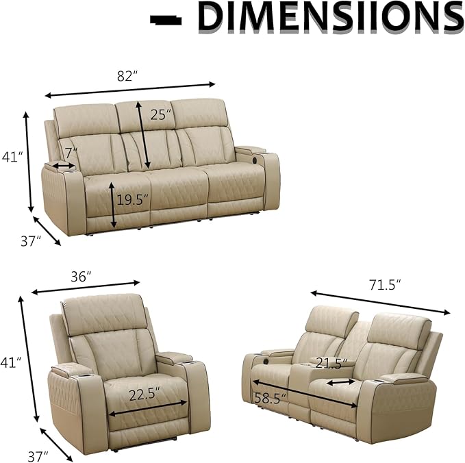 Leather Power Recliner Sofa Set - Image 2