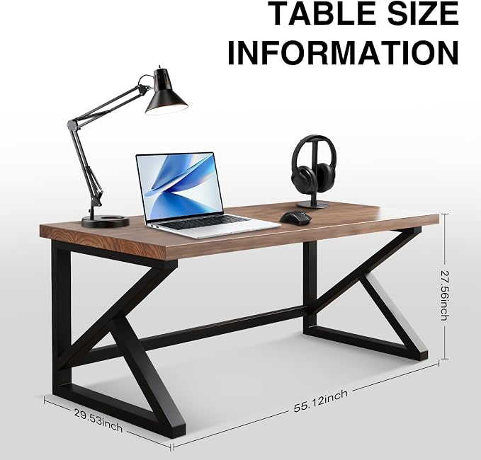 55inch Solid Wood Computer Desk, Large Office Desk Home Simple Modern Long Desk - Image 2