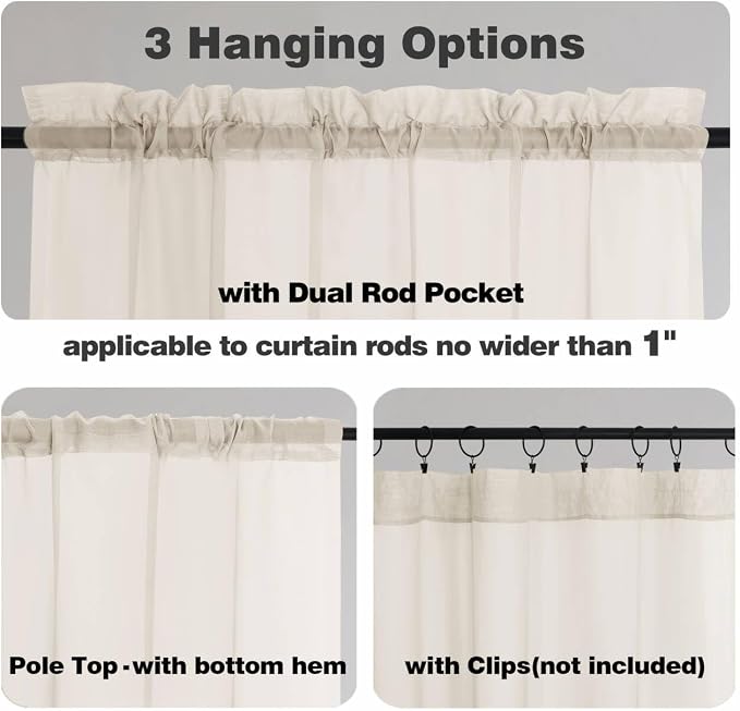 Chyhomenyc Cream Sheer Curtains 84 Inches Long 2 Panels, Light Filtering Cream - Image 5