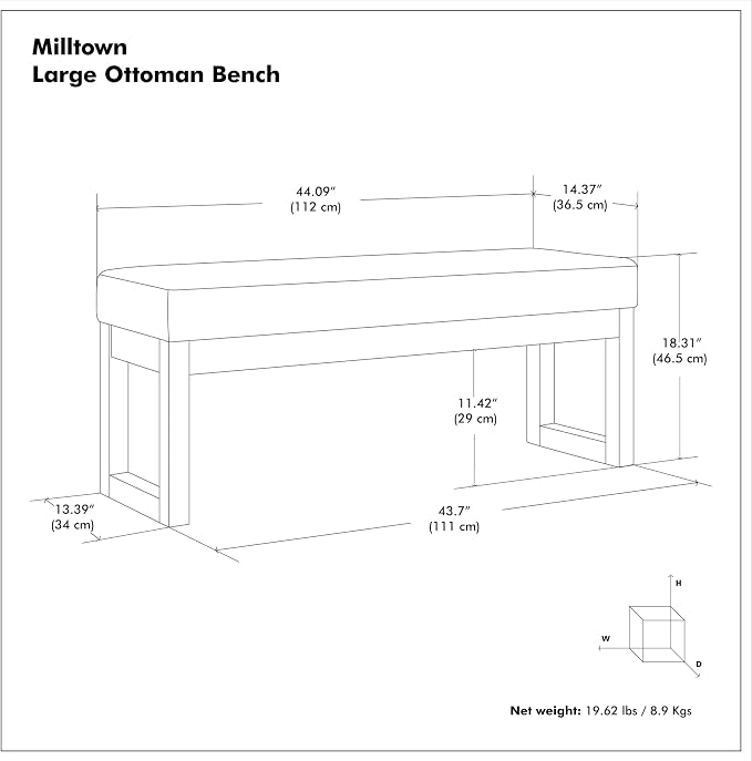 SIMPLIHOME Milltown Large Ottoman Bench - Image 2