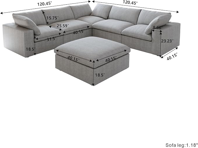 JACH V Shape Couches Sectional for Living Room, Modular Convertible Sofa Couch - Image 2