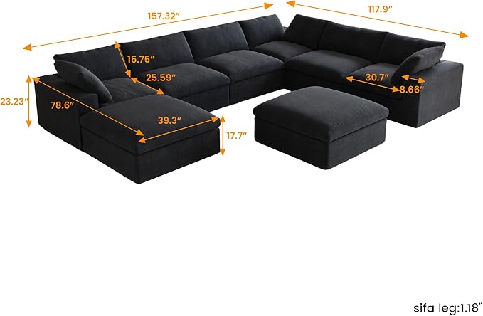 Cloud Modular Sectional Sofa Couch, Oversized Couch 8 Seater - Image 2