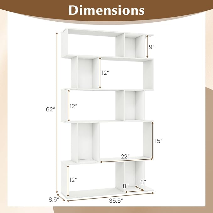 Giantex 5-Tier Bookshelves Set of 2, 10-Cube Geometric Bookcase - Image 3