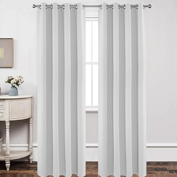 Joydeco White Curtains 108 Inches Long 2 Panels Set, Thermal Insulated Long by JOYDECO