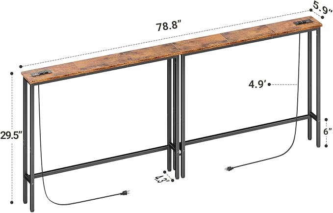 ELYKEN 2 Pack 5.9" Narrow Console Sofa Table - Image 3