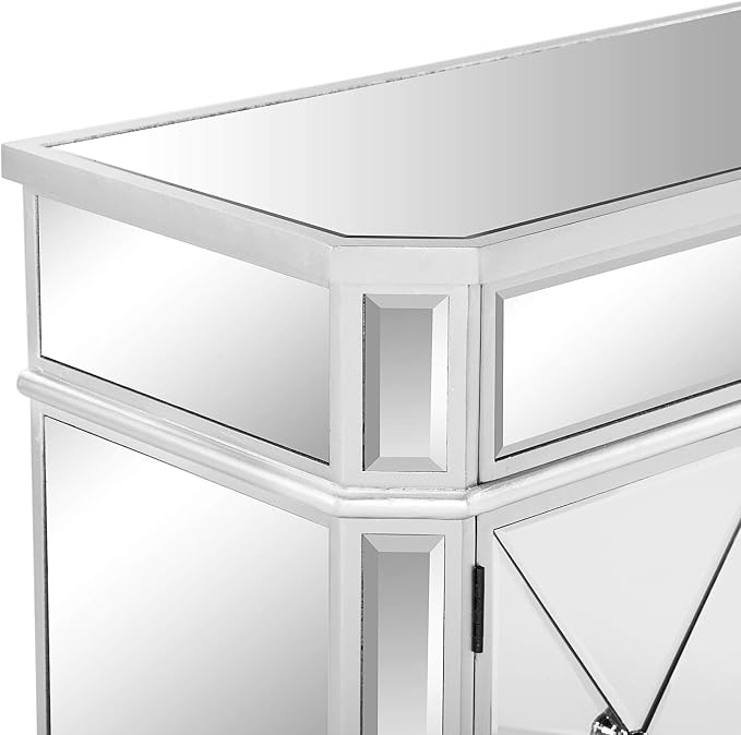 VINGLI Mirrored Cabinet, Mirrored Nightstand, Mirrored Dresser Accent Chest - Image 8
