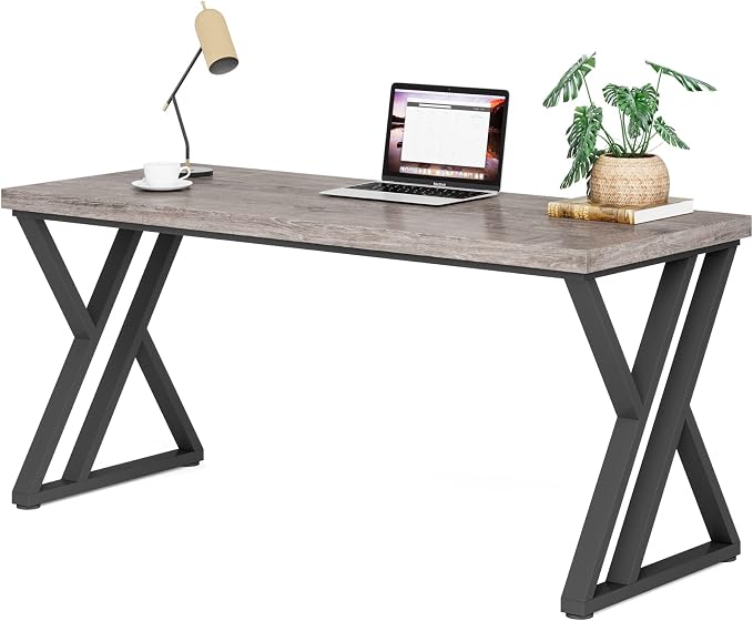 LITTLE TREE 55 Inch Large Simple Industrial Computer Desk Study Writing Table by LITTLETREE