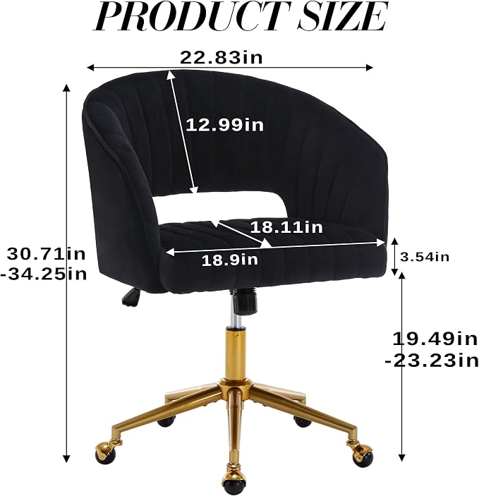 Home Office Chair Swivel Velvet Desk Chair Accent Armchair Upholstered Modern - Image 3