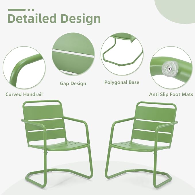 MELLCOM Patio Chairs Set of 2, Small Patio Furniture Set - Image 3