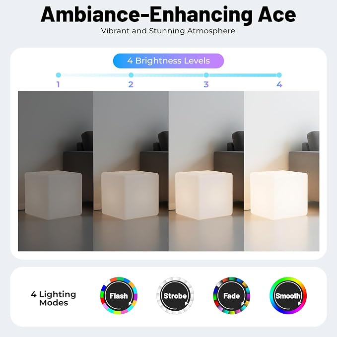 Rechargeable LED Cube Chair, 16 Colors Remote Conctrol Glow Furniture Stool - Image 7
