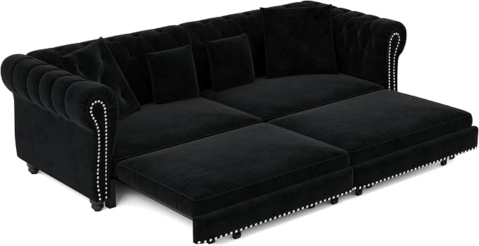 89" Velvet Convertible Sofa Bed Couch - Image 9
