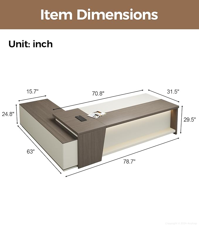 79" L-Shaped Executive Desk - Image 2