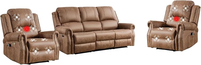 EBELLO Faux Leather Power Living Room Furniture Set, Included 2 Reclining 1 - Image 8