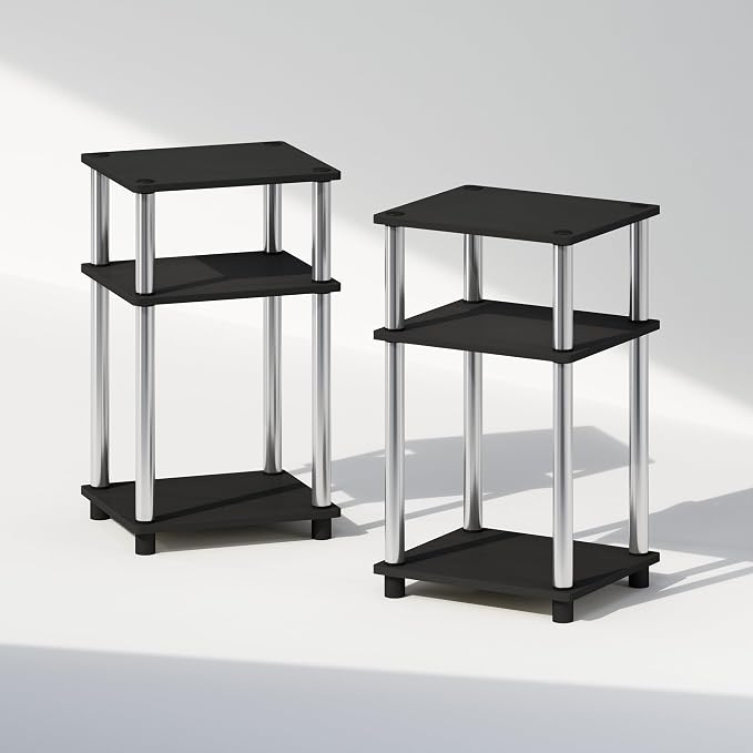 Furinno Just 3-Tier Turn-N-Tube Open Storage Nightstand, Stainless Steel Tubes - Image 7
